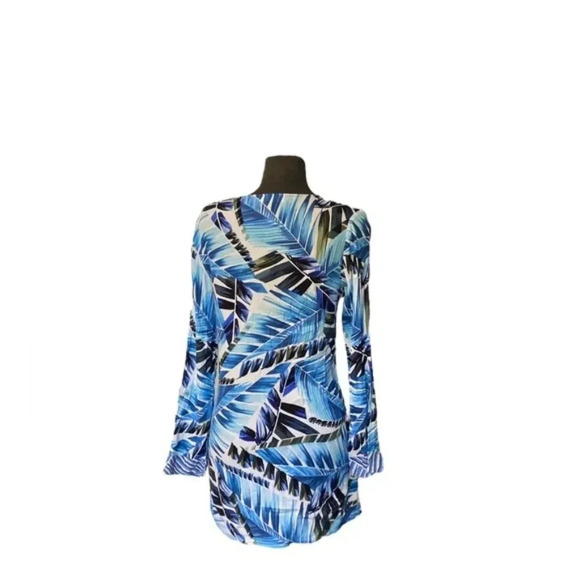 100% RAYON La Blanca Palm Print Swim Beach Party Cover-up - Picture 7 of 7